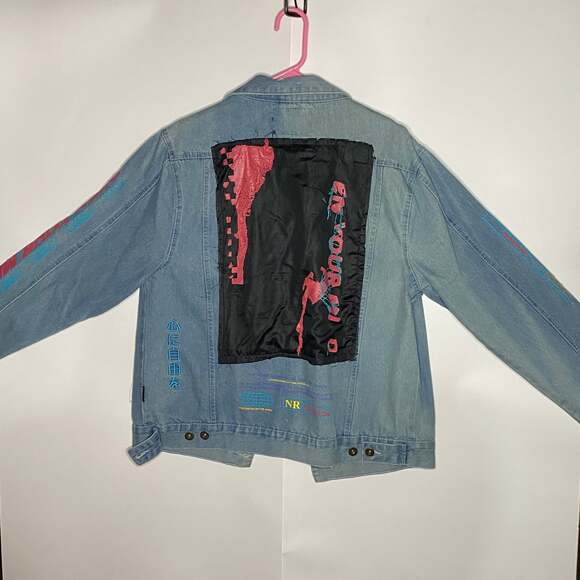 Brooklyn Cloth Open Your Mind Retro Graphic Denim Jean Jacket - Picture 9 of 9